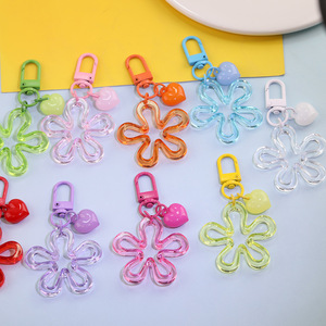 Porte-clés léger en acrylique coloré, motif grande vague, fleur et cœur, fait main, accessoire de sac DIY - Product Image 2
