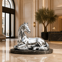Décoration d'art pour la maison grandeur nature, statue de cheval personnalisée de grande taille, sculpture en acier inoxydable poli miroir