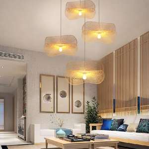 Handicraft Retro Bamboo Weaving LED FRP <b>Light</b> Long Lantern <b>Shade</b> Bamboo Pendant for Home Chandeliers & Pendant <b>Lights</b> - Product Image 3