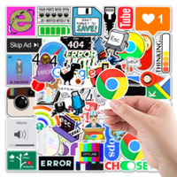 50 Pegatinas Decorativas con el Errores de Red 404 de Internet para Laptop, Auto, Teléfono, Impermeables, Personalizadas
