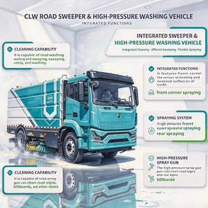 Camion balayeuse-laveuse électrique CLW robuste 4x2 avec réservoir d'eau de 8,8 m³ pour le nettoyage des rues urbaines - Product Image 1