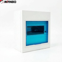 Boîtier de distribution mural Wanbo-214 avec couvercle transparent en PC bleu, boîtier en acier, unité de consommation, OEM personnalisé
