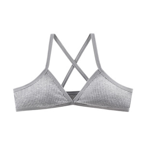Sujetadores de algodón cómodos para mujer, estilo deportivo, sin aros, bralette sexy con copa triangular en V profundo, espalda cruzada, camisolas sin costuras - Product Image 4