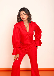 Blusa Roja Corta para Mujer, Estilo Casual, Blusa de Verano a la Moda, Elegante y Cómoda para el Trabajo - Product Image 6