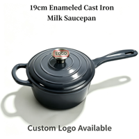 Mini-casserole de 19 cm avec couvercle, compatible four et induction, en fonte émaillée, certifiée LFGB et FDA, personnalisable avec logo OEM