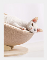 Nid de grattage intérieur en sisal et corde de jute pour chatons et chats, avec base en bois, servant de lit de repos et d'outil d'affûtage des griffes