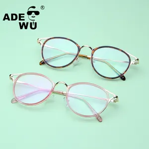 ADE WU PSTY16017M 2019ファッショナブルなラウンドサークル光学フレームメガネ女性の金属眼鏡