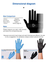 Gants jetables sans poudre, sans latex, gants de travail jetables, gants en vinyle noir, mélange de nitrile