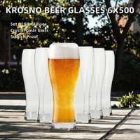 6 Buah Set Gelas Bir Tinggi Grosir, Gelas Kaca Bening yang Dapat Digunakan Kembali untuk Bar, Restoran, Pesta, Minuman Dingin