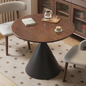 Vintage Style Solid Wood Dining <strong>Table</strong> <strong>Small</strong> Sized Round <strong>Table</strong> French Black Walnut Round <strong>Table</strong> <strong>and</strong> <strong>Chair</strong> <strong>Set</strong> - Product Image 2