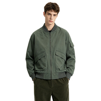 Blouson Bomber Rétro MA-1 en Coton Pur, Poids Standard, Fermeture Éclair Décontractée, Effet Délavé et Usé, Coupe Ample, Style Streetwear et Workwear