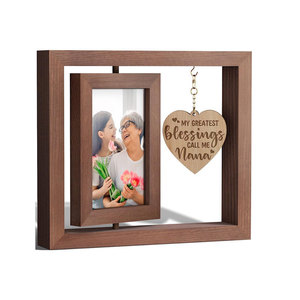 Wooden American-style rotating heart-shaped photo <b>frame</b>, creative photo <b>frame</b>, mother's gift, decorative wooden desktop - Product Image 1