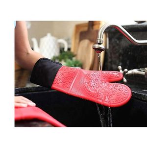 Custom Microwave Heat Resistant Extra <b>Long</b> Professional Silicone Cotton Kitchen Oven Mitts <b>Gloves</b> - Product Image 6
