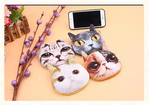 卸売新製品様々な色猫デザインノベルティキャンバスバッグ小銭入れキーホルダー財布キッズガール用