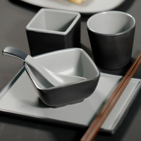 Ensemble de vaisselle en mélamine Grade A5 100% assiettes et vaisselle incassables gris noir pour restaurant kit tasse inclus