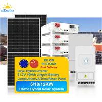 Système d'énergie solaire pour entrepôt européen Deye Inverter 51.2V 100Ah Lifepo4 Batterie 12KW Système d'énergie solaire hybride domestique