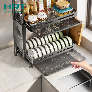 Égouttoir à vaisselle pliable à 3 niveaux sans installation avec pieds antidérapants pour la cuisine à domicile - Product Image 4