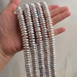 Perla de Agua Dulce Blanca de 12-13 mm, Accesorio para Collar DIY, Luz Intensa, Orificio Apilado, Botón Circular, Perla Suelta Semiterminada - Product Image 2