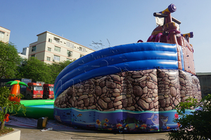 Công viên nước bơm hơi có cầu trượt, công viên nước bơm hơi di động hình động vật rừng với hồ bơi lớn - Product Image 4