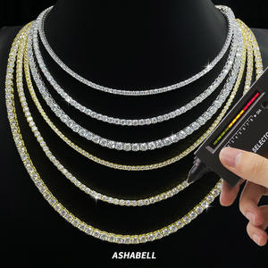 Grensoverschrijdende Europese Amerikaanse tennisarmband ketting <span class=keywords><strong>moissanite</strong></span> S925 sterling zilver Cubaanse ketting koude wind unisex groothandel - Product Image 3