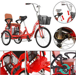 LEWEE Nuovo Triciclo a 3 <span class=keywords><strong>Ruote</strong></span> con Grande Cestino e Sedile Posteriore, Bicicletta a <span class=keywords><strong>Tre</strong></span> <span class=keywords><strong>Ruote</strong></span> da 21 Pollici per il Tempo Libero Genitore-Figlio - Product Image 4