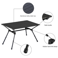 Table de camping pliable facile à monter, plateau en aluminium, portable pour la plage, les voyages, la randonnée, les pique-niques