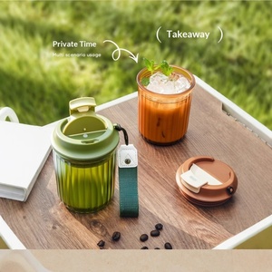 Tapa para Taza de Café Portátil con Correa de Transporte, para Beber Directamente, Material Tritan de Alta Calidad, Resistente a Altas Temperaturas, Acabado Mate - Product Image 4