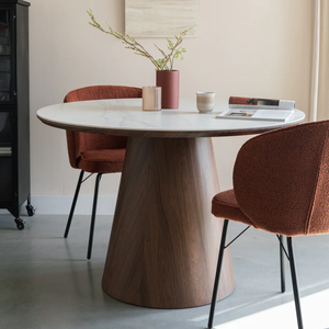 Hiện đại Gốm Đá Cẩm Thạch hàng đầu <span class=keywords><strong>120cm</strong></span> vòng bàn ăn gỗ màu Khung nhà bàn ăn đặt bàn đồ nội thất nhà - Product Image 3