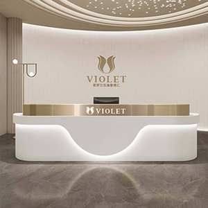 Table de comptoir en marbre blanc durable avec lumière LED pour salon de beauté Nail <span class=keywords><strong>Shop</strong></span> - Product Image 5