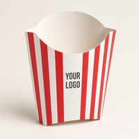 Boîte à frites en papier rayé rouge de haute qualité avec logo personnalisé en usine, écologique, robuste, vente en gros, best-seller
