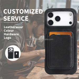 Étui de téléphone minimaliste en <span class=keywords><strong>Alcantara</strong></span> avec pochette magnétique pour cartes pour <span class=keywords><strong>iPhone</strong></span> 17 18 <span class=keywords><strong>Pro</strong></span> Max – Housse de luxe en suède - Product Image 5