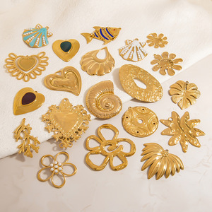 จี้รูปหัวใจเปลือกหอยสแตนเลสสำหรับผู้หญิง อุปกรณ์ทำเครื่องประดับ DIY ชุบทอง 18K จี้สำหรับทำเครื่องประดับ - Product Image 2