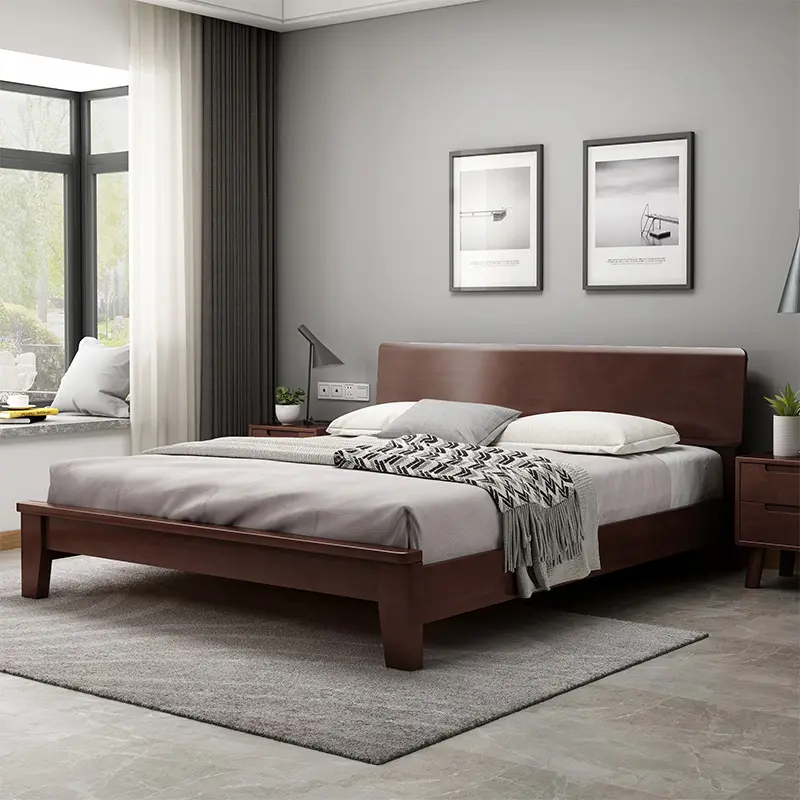 北欧無垢材ベッドマスターベッドルーム1.8mダブルベッド小家族1.2mモダンシンプル和風1.5経済的なシングルベッド