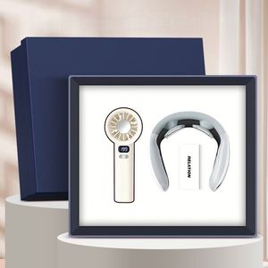 Custom Logo Handmade UV Printed Paper 2-in-1 Fan & Neck Massager <b>Set</b> Promotional Corporate <b>Gift</b> for Events - Product Image 5