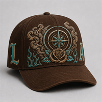 Casquette de baseball personnalisée style Old English, 5 panneaux, visière incurvée, style Dad Hat, streetwear urbain West Coast, vente en gros, faible MOQ