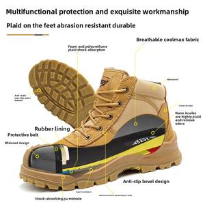 Chaussures de sécurité en cuir de vachette quatre saisons pour hommes Bout en acier anti-écrasement anti-crevaison <span class=keywords><strong>Goodyear</strong></span> Artisanat Travail - Product Image 4