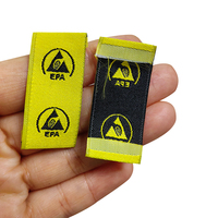 Étiquette de vêtement ESD en tissu de tailles personnalisées ALLESD jaune pour zone EPA
