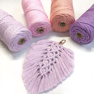 Cordones de macramé Cordón de algodón de 4mm Cuerda de giro simple <span class=keywords><strong>Makramee</strong></span> de 3mm - Product Image 1