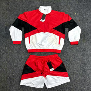 Vente en gros Ensemble coupe-vent short personnalisé pour hommes Coupe décontractée Ensemble de survêtement en nylon coupe-vent respirant solide pour l'été - Product Image 1