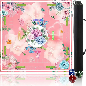 Housse de table de mahjong de style varié avec motifs floraux <span class=keywords><strong>aquarelle</strong></span> de feuilles et de bourgeons de roses, tapis de mahjong de luxe - Product Image 6