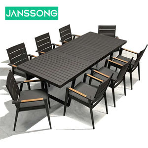 Garden Furniture Outdoor <b>Dining</b> <b>Table</b> and Chairs <b>Table</b> and Chair Set Patio Aluminum Frame Wooden Hotel High-end Cafe Restaurant - Product Image 1