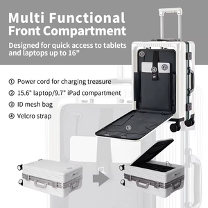 מזוודת עסקית יוניסקס עם מזוודה קדמית מסגרת אלומיניום עם תא פתיחה מסגרת אלומיניום ומטען עלייה למטוס - Product Image 3