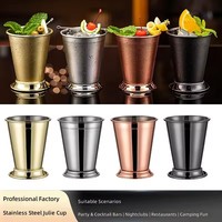 Verre à cocktail Unisweet en acier inoxydable pour Mint Julep, avec bord festonné, pour Mojito, capacité 400 ml, design moderne et minimaliste