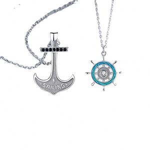 Collares de Pareja para el Día de San Valentín, Collares de Marinero para Mujer, Collares de Pareja con Colgantes de Barco, Timón y Ancla - Product Image 6