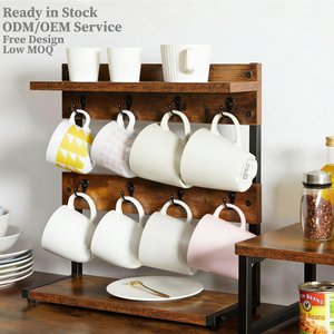 Estante <span class=keywords><strong>de</strong></span> Almacenamiento <span class=keywords><strong>para</strong></span> Tazas <span class=keywords><strong>de</strong></span> Café y Té, Estilo Vintage, Multi-Nivel, <span class=keywords><strong>de</strong></span> Madera Sólida, Impermeable, con Drenaje, Tipo Vertical, <span class=keywords><strong>para</strong></span> Escritorio - Product Image 1