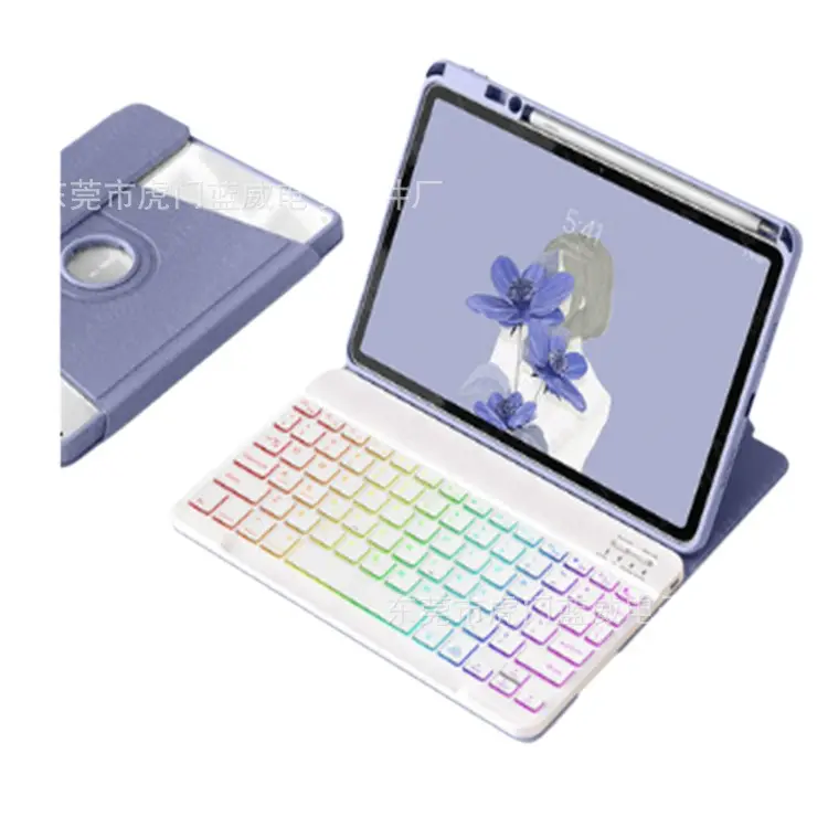 قماش واقي للوحة المفاتيح المطبوعة على iPad10 ومزودة بتقنية Bluetooth وPro11 مع غطاء جلدي من الأكريليك الشفاف مقاس 10.2 بوصة
