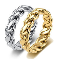 Bague tressée torsadée à trois brins pour femme en acier inoxydable, or et argent, style alliance éternité, finition polie, bijoux de mariage, vente en gros