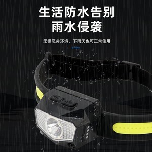 Linterna Frontal LED Recargable WJ-105 con Sensor de Movimiento, Banda de Silicona COB Impermeable para Uso en Exteriores - Product Image 1