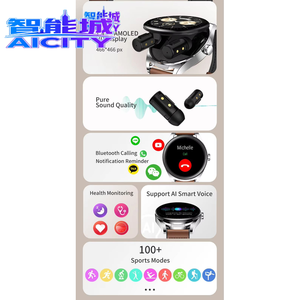 สมาร์ทวอทช์ 2 in 1 หูฟังไร้สาย รุ่น AM22 หน้าจอ AMOLED 1.43 นิ้ว รองรับ BT Music ฟังก์ชั่นผู้ช่วยกีฬา ดีไซน์ทรงกลม TWS สมาร์ทวอทช์พร้อมหูฟัง - Product Image 4