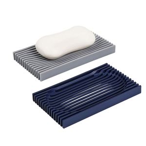 Kitchen Cleaning Brush Storage Rack Silicone Drain Box Bathroom Storage Box Non-Slip <b>Soap</b> Tray Dish <b>Holder</b> - Product Image 1